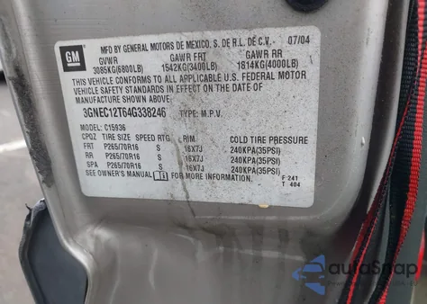 2004 Chevrolet Avalanche 1500 z USA, uszkodzony, nr VIN 3GNEC12T64G338246